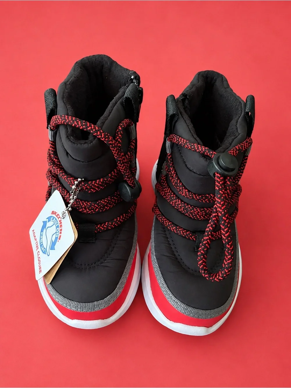 Skechers Skech-Lite Pro Cozy-Glide Toddler Boots Size 7 Black Red NWT